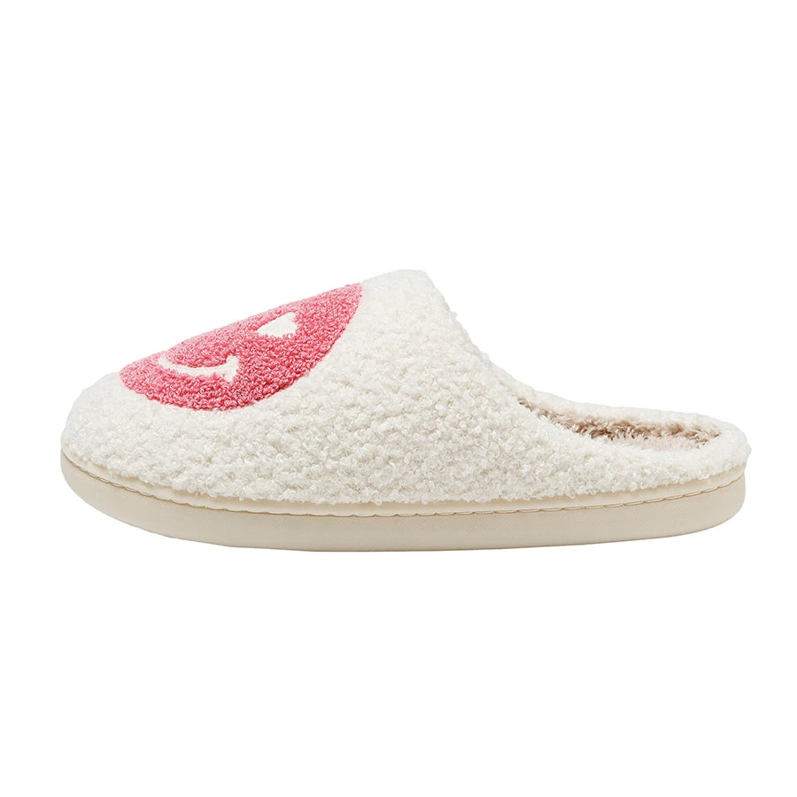 Pink Smiley Face Slippers β Cute Cozy Home Shoes