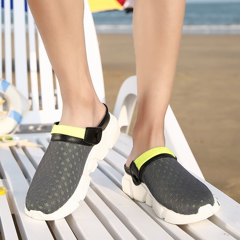 Men's Summer Beach Shoes Half Slippers Flip - flops Hole Shoes - Funky Slippers