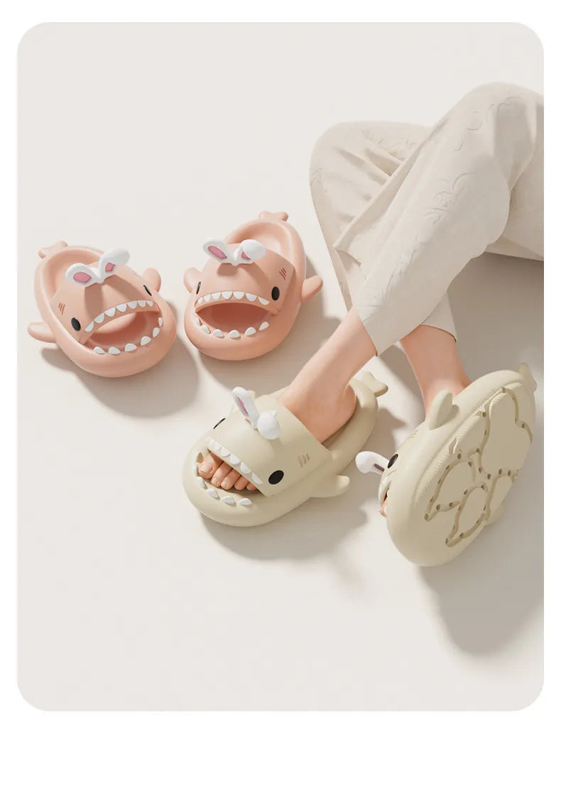 Children's cartoon slippers with a neutral background