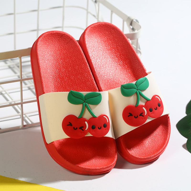 Red slides with cherry design on a white background