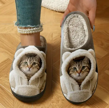 Grey Tabby Cat Slippers