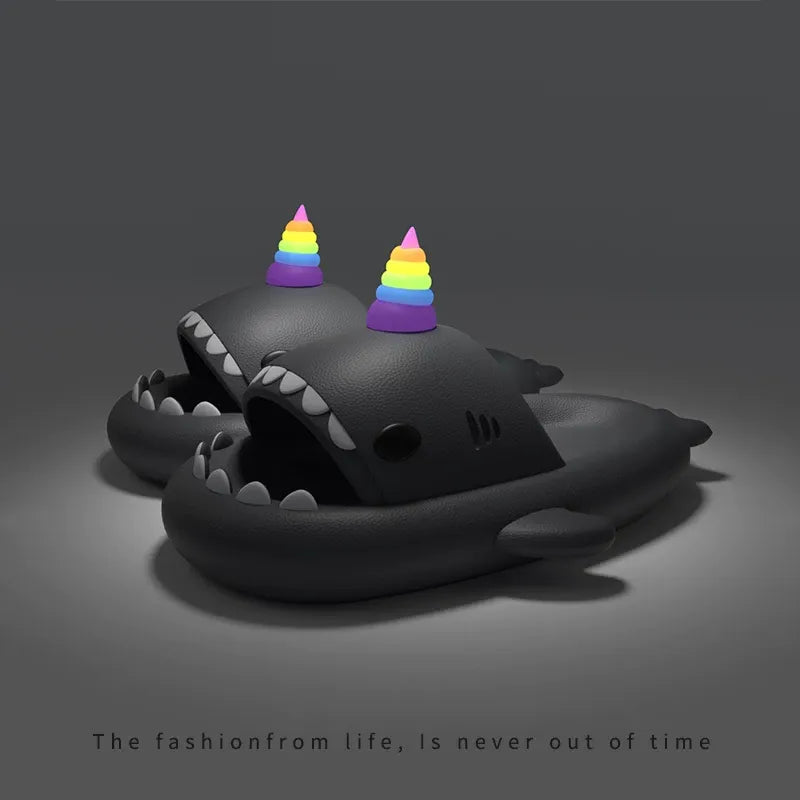 Glow-in-the-Dark Unicorn & Shark Slippers | Unisex EVA Cartoon Sandals for Home & Summer