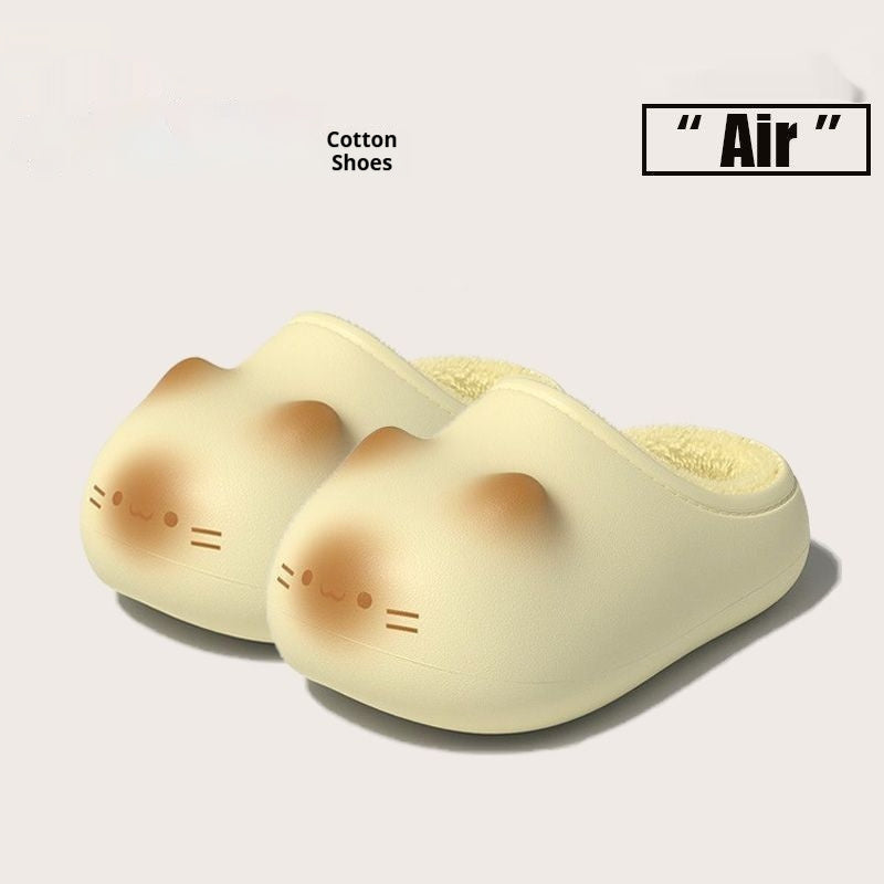 Pair of cartoonish shoes with a fluffy texture on a light gray background.