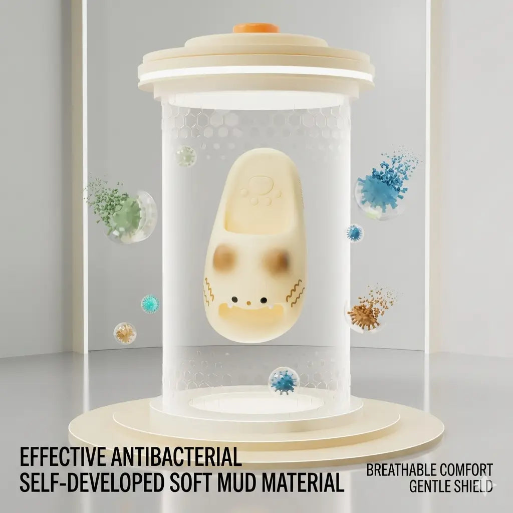Toy figure in a protective enclosure with antibacterial properties on a light gray background