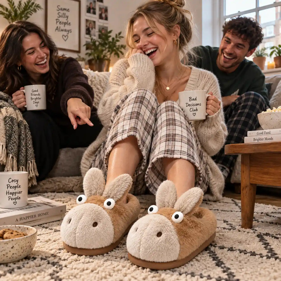 Donkey Face Slippers – Funny Plush House Slippers