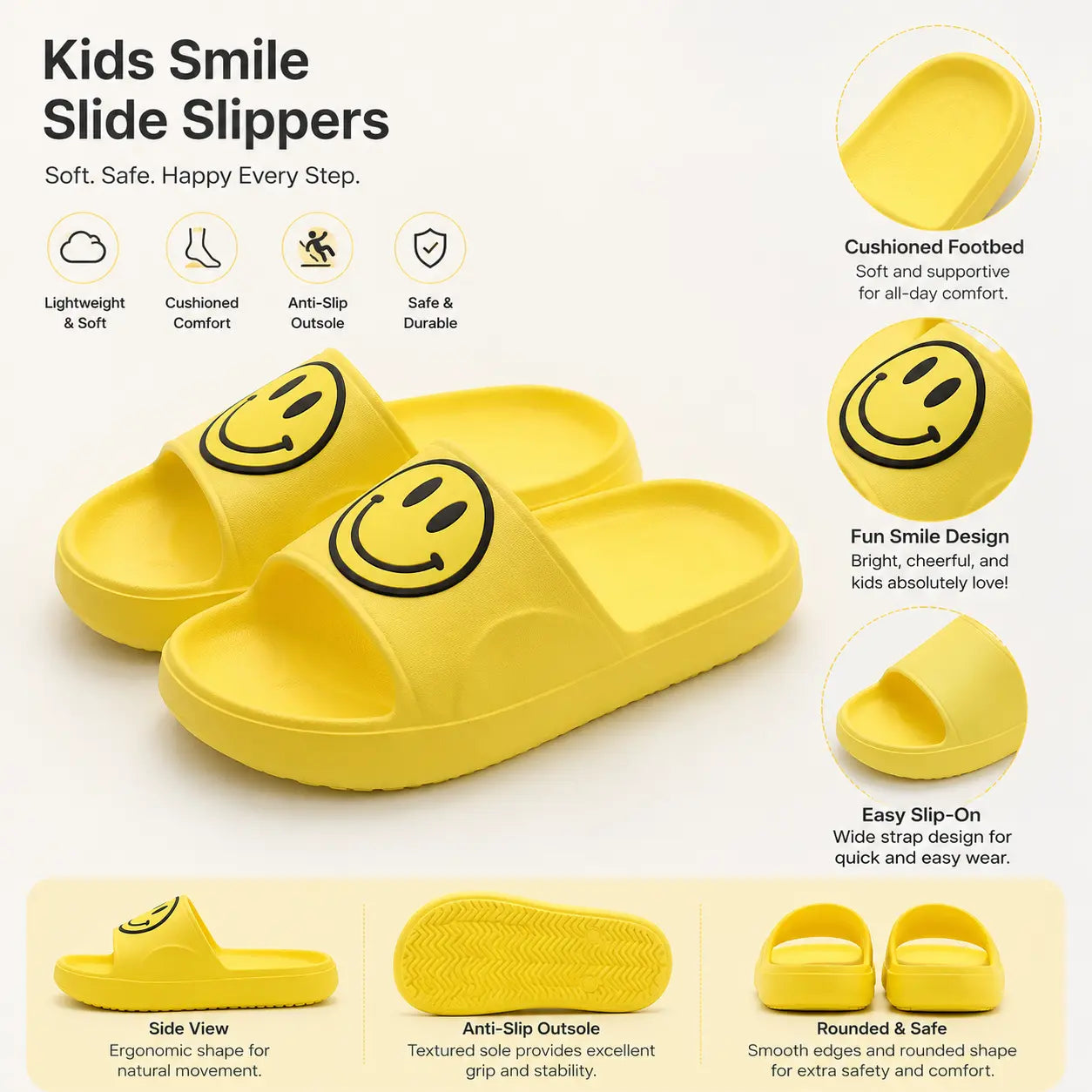Kids' Smiley Face Slippers