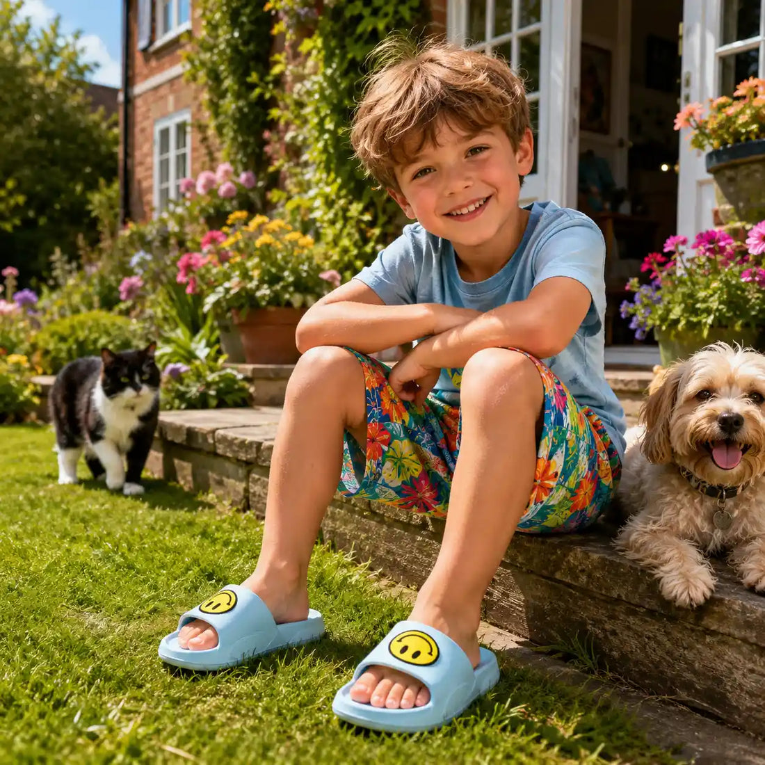 Kids' Smiley Face Slippers