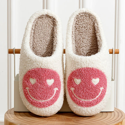 Pink Smiley Face Slippers – Cute Cozy Home Shoes