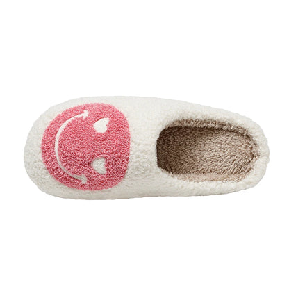 Pink Smiley Face Slippers – Cute Cozy Home Shoes