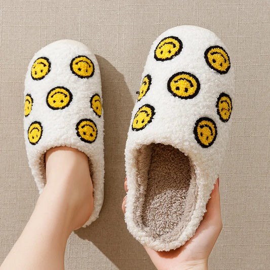 Smile Face Slippers Unisex– Fluffy Cozy Winter House Shoes