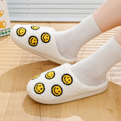 Smile Face Slippers Unisex– Fluffy Cozy Winter House Shoes