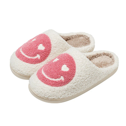 Pink Smiley Face Slippers – Cute Cozy Home Shoes