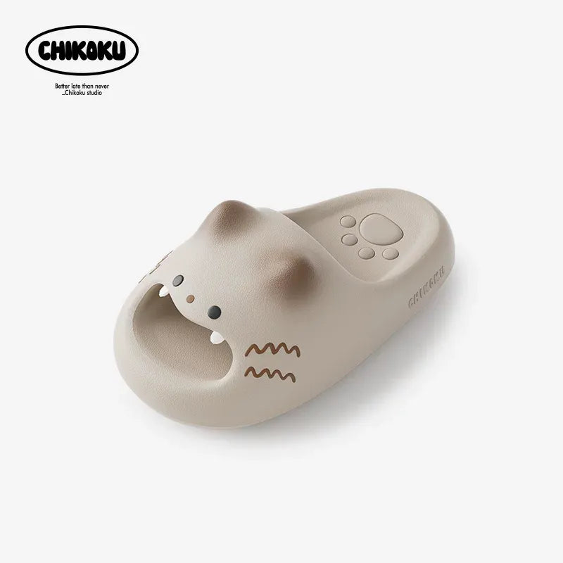 Beige sandal with animal design on a white background, featuring the Chikoku brand.
