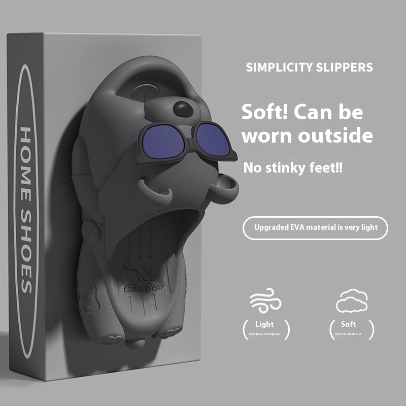 Simplicity grey animal Slippers packaging with a gray background