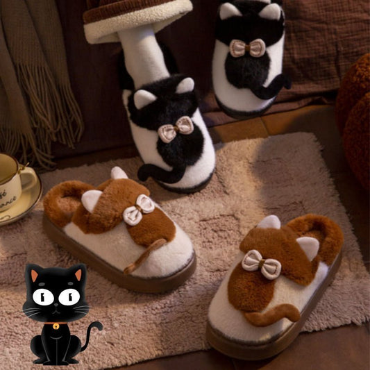 Cute Cat Fluffy Furry Slippers - Funky Slippers