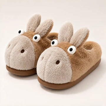 Donkey Face Slippers – Funny Plush House Slippers