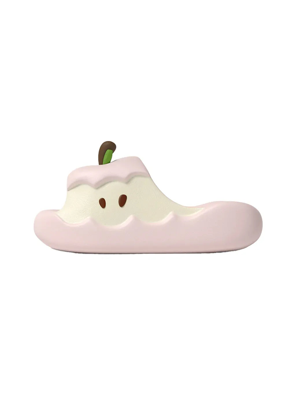 Pink baby shoe with a ghost design on a white background