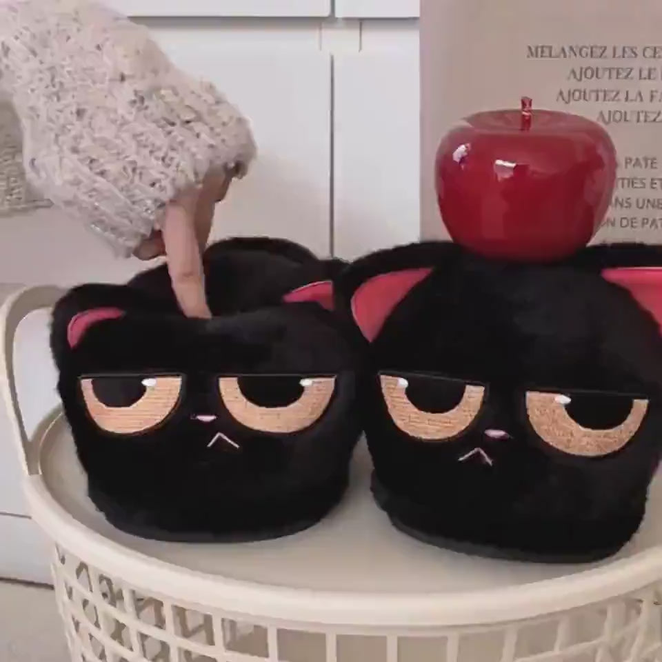 Black Cat Slippers