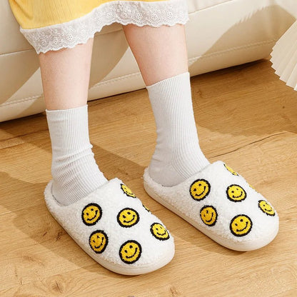 Smile Face Slippers Unisex– Fluffy Cozy Winter House Shoes - Funky Slippers