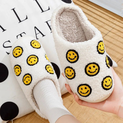 Smile Face Slippers Unisex– Fluffy Cozy Winter House Shoes - Funky Slippers
