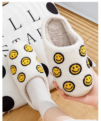 Smile Face Slippers Unisex– Fluffy Cozy Winter House Shoes - Funky Slippers