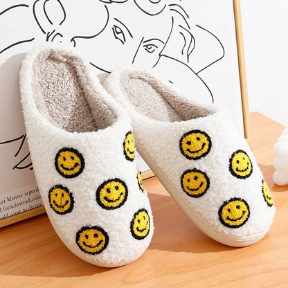 Smile Face Slippers Unisex– Fluffy Cozy Winter House Shoes - Funky Slippers