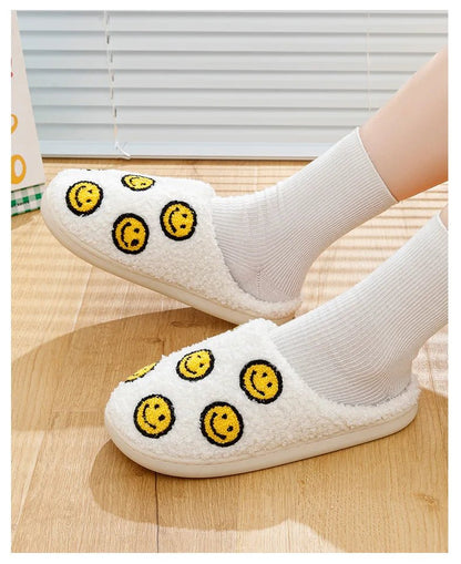 Smile Face Slippers Unisex– Fluffy Cozy Winter House Shoes - Funky Slippers