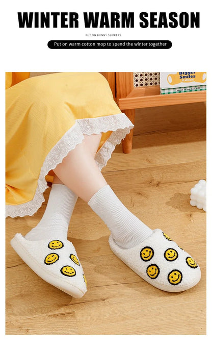 Smile Face Slippers Unisex– Fluffy Cozy Winter House Shoes - Funky Slippers