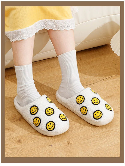 Smile Face Slippers Unisex– Fluffy Cozy Winter House Shoes - Funky Slippers