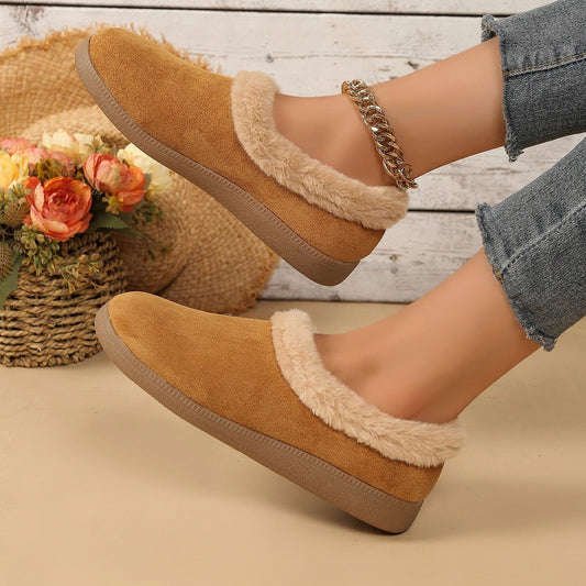 Women’s Fur Trim Thick Sole Snow Boots - Funky Slippers